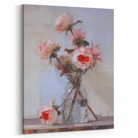 Vintage Botanical Art Prints – Abstract Rose Vase Wall Decor