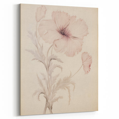 Vintage Botanical Art Prints – Soft Poppy Flower Wall Decor