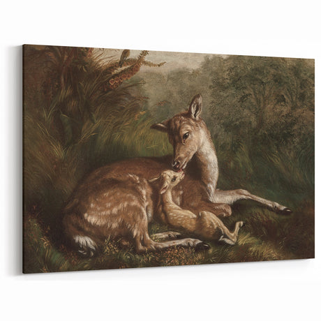 Vintage Animal Art: Retro Deer & Fawn Illustration for Gentle Decor