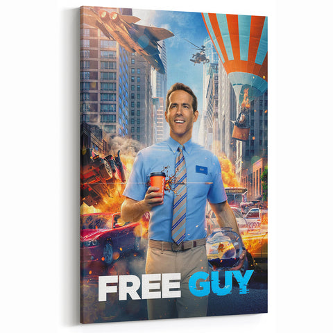 Free Guy 2020s Vintage Movie Poster Retro Action Comedy Art