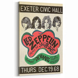 Led Zeppelin Exeter Civic Hall 1968 Poster | Retro Music Wall Art