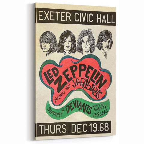 Led Zeppelin Exeter Civic Hall 1968 Poster | Retro Music Wall Art