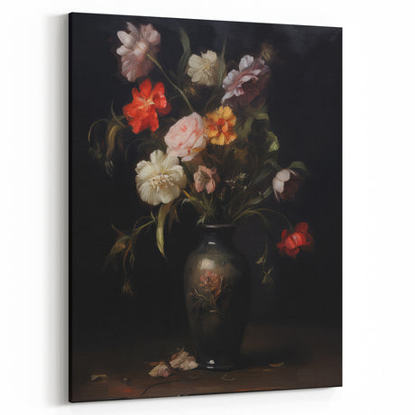 Vintage Botanical Art Print: Floral Vase Still Life Wall Decor