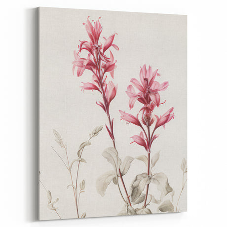 Vintage Botanical Art Print: Pink Flowering Plant Wall Decor