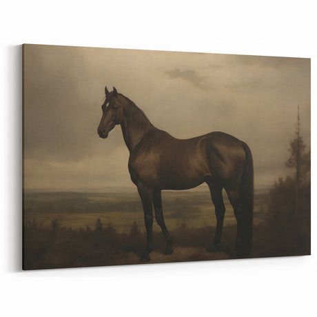 Vintage Animal Art: Majestic Black Horse – Retro Wildlife Print