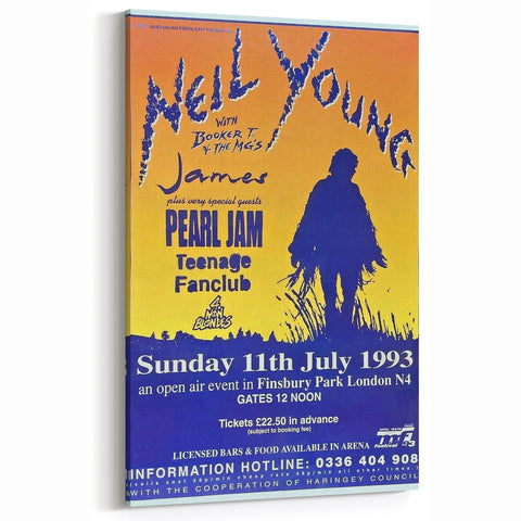 Neil Young Concert Poster – Vintage 1993 Finsbury Park Art