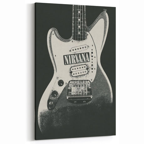Nirvana Guitar Poster - Retro Black and White Art - Vintage Rock Print