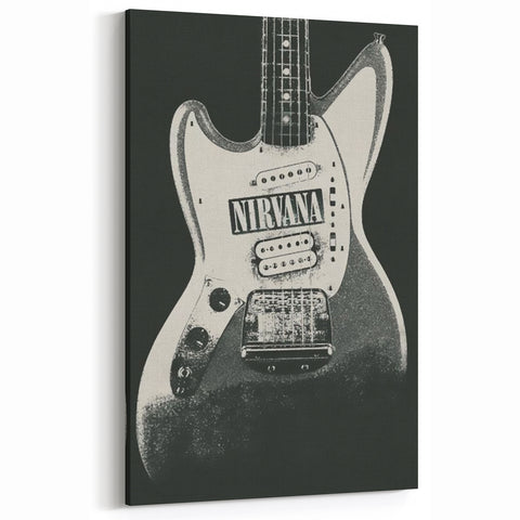 Nirvana Guitar Poster - Retro Black and White Art - Vintage Rock Print