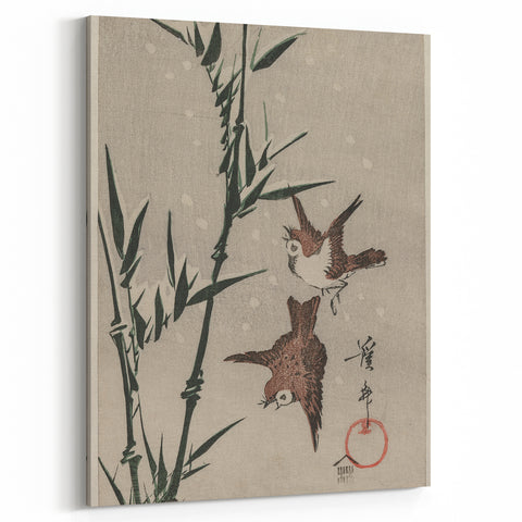 Vintage Animal Art - Birds in Flight with Bamboo - Retro Animal Prints