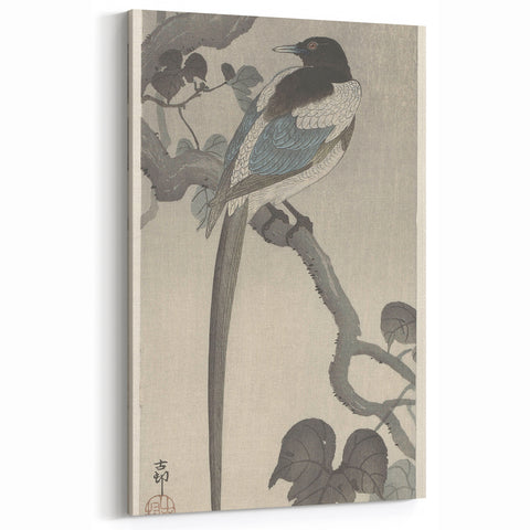 Vintage Animal Art - Perched Bird on Branch - Retro Animal Prints