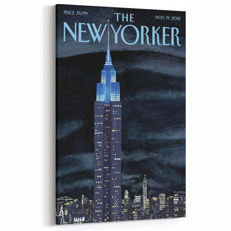 Vintage New Yorker Poster – Empire State Building Night Skyline