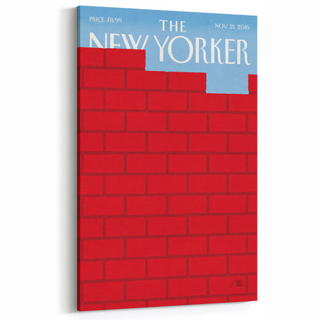 Vintage New Yorker Poster – Bold Red Brick Wall Art Print