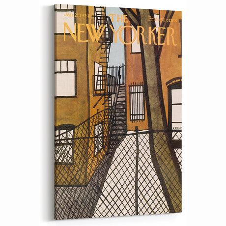 Vintage New Yorker Poster – Urban Fire Escape Alley Art Print