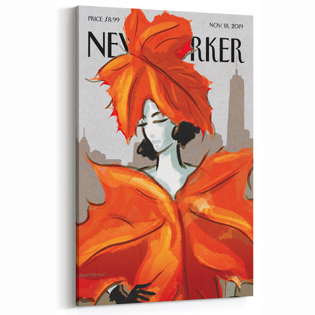 Vintage New Yorker Poster – Fashionable Leaf Dress Art Print