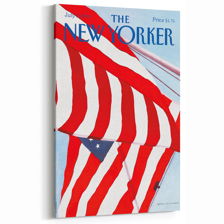 Vintage New Yorker Poster – American Flag in the Wind Art Print