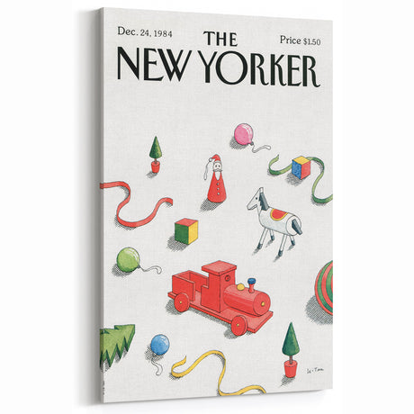 Vintage New Yorker Poster - Holiday Cheer with Toys & Decorations