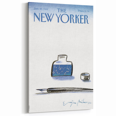 Vintage New Yorker Poster - Cosmic Ink Bottle & Constellation Art