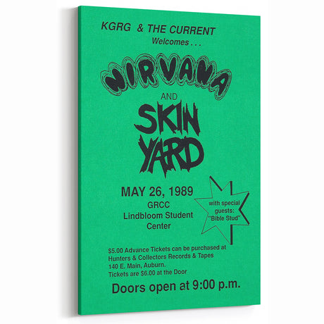 Nirvana 1989 Concert Poster - Vintage Retro Wall Art for Music Fans