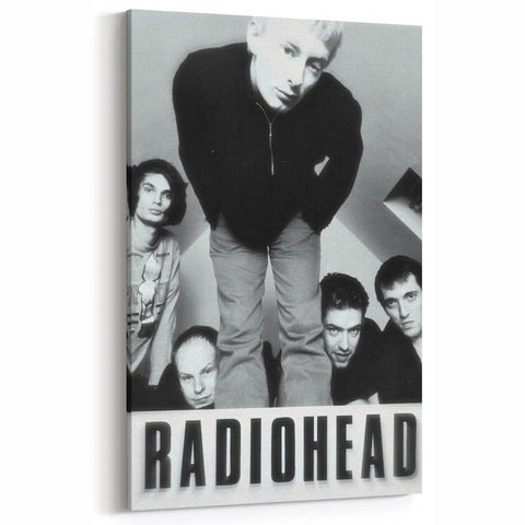 Radiohead Retro Poster - Black and White Band Photo - Vintage Music Art