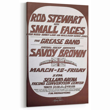 Retro Wall Art - Rod Stewart Concert Poster with Small Faces