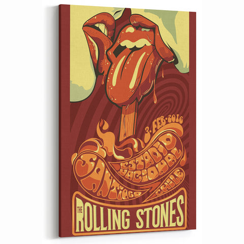 Retro Wall Art - Rolling Stones Concert Poster Santiago 2016