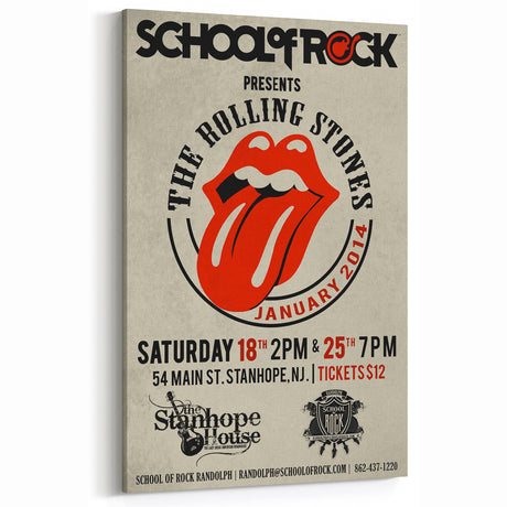Retro Rolling Stones Concert Poster - School of Rock 2014 Event