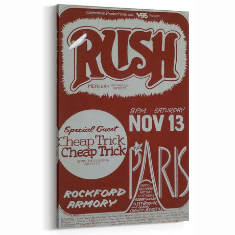 Rush 1970s Concert Poster - Special Guest Cheap Trick