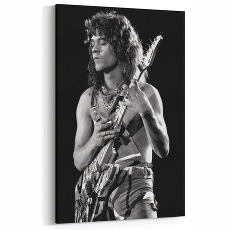 Eddie Van Halen Guitar Legend Poster - Vintage Black & White Art