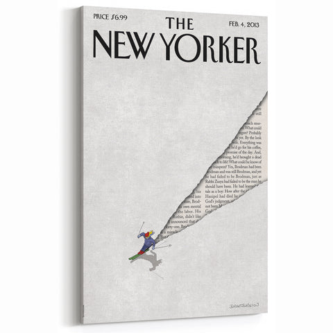New Yorker Poster - 2013 Skier Cartoon Cover Art by Birgit Schössow
