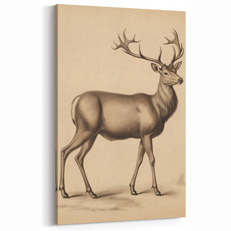 Vintage Animal Art: Stag Illustration Print for Home Decor