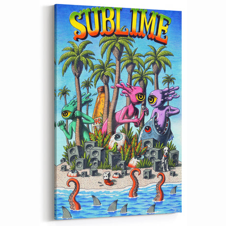 Sublime "40 Ounces" Poster – Vintage Concert Art with Alien Vibes