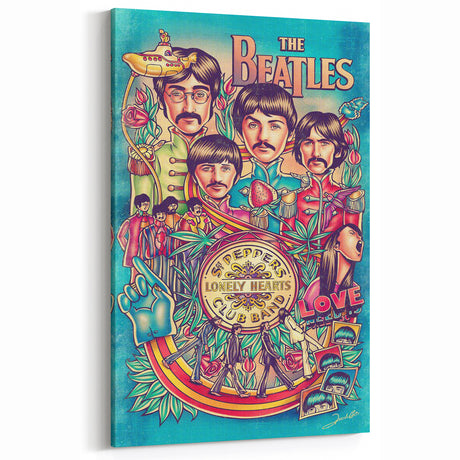 The Beatles Sgt. Pepper's Retro Art Print – Colorful Vintage Poster
