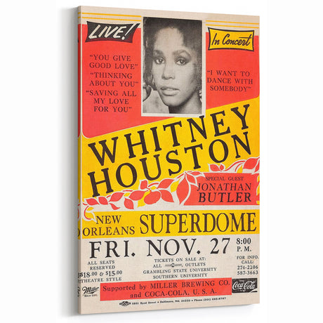 Whitney Houston 1980s Concert Poster - New Orleans Superdome