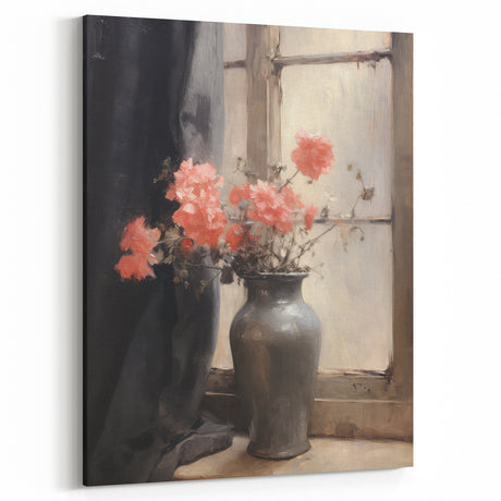 Vintage Botanical Art Prints – Soft Peach Floral Vase Illustration
