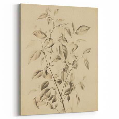 Vintage Botanical Art Prints: Soft Leaves in Beige
