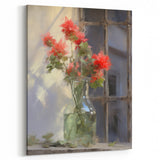 Vintage Botanical Art Prints – Red Flowers in Vase Illustration
