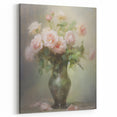 Vintage Botanical Art Prints – Soft Pink Roses in Vase Illustration