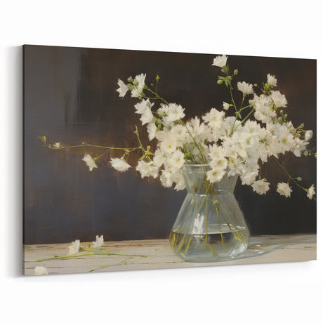 Vintage Botanical Art Prints – White Flowers in Glass Vase Illustration
