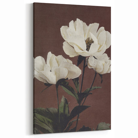 Vintage White Peonies Still Life – Elegant Floral Wall Art Print