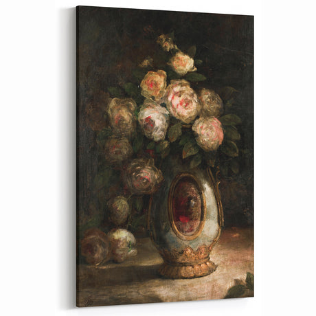 Vintage Botanical Art Prints - Antique Floral Vase with Roses