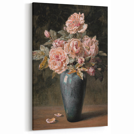 Vintage Botanical Art Prints - Antique Floral Vase with Roses