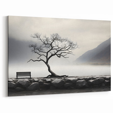 Misty Lake Bench - Fine Art Photography Framed Prints