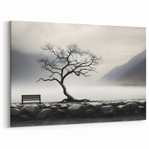 Misty Lake Bench - Fine Art Photography Framed Prints