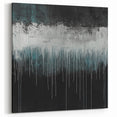Modern Abstract Painting – Teal & White Dripping Canvas Wall Art