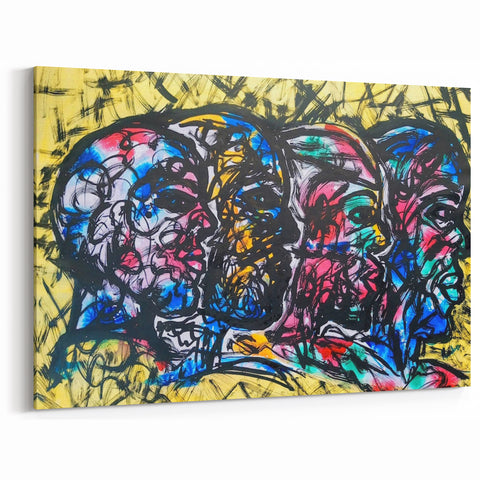 Large Abstract Wall Art – Bold Multicolor Expressionist Painting
