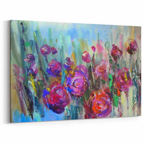 Abstract Canvas Wall Art – Vibrant Floral Modern Painting