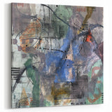 Contemporary Abstract Art – Moody Blue & Green Industrial Painting