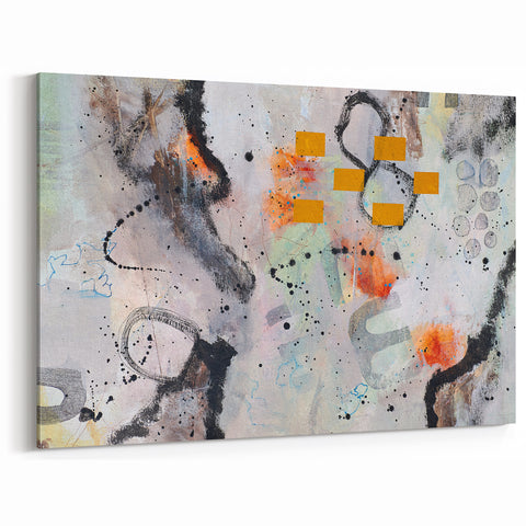 Large Abstract Wall Art – Expressive Modern Painting in Gray & Mustard