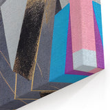 Moody Modern Wall Art – Geometric Abstract Painting in Navy & Gold