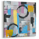 Abstract Canvas Wall Art – Modern Art Print in Blue, Lilac & Yellow